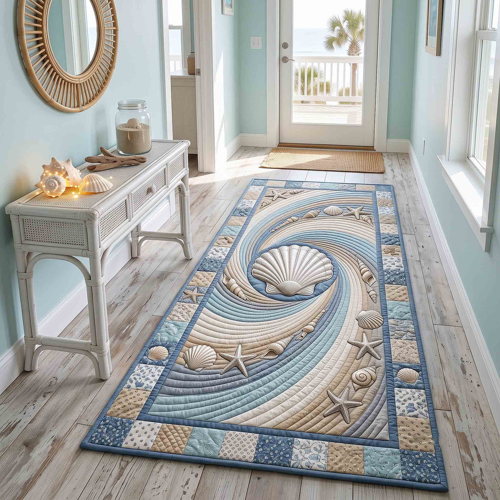 Coastal Whisper Runner Rug - Coastal Design | Runner Rug - washable non-slip printed rug