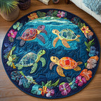 Coastal Wonder Round Mat Rug - washable non-slip printed rug