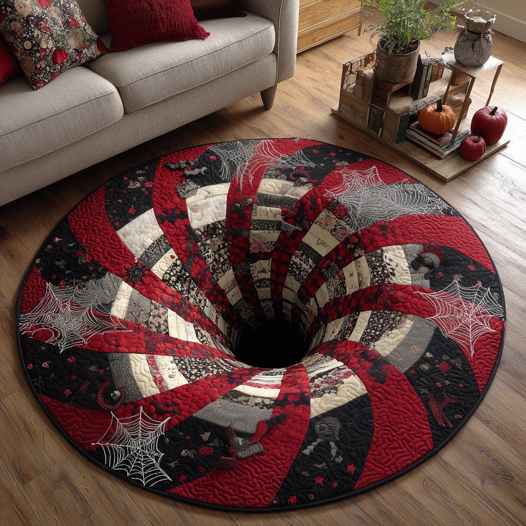 Cobweb Swirl Round Mat Rug - washable non-slip printed rug