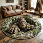 Coffee Giant Round Mat Rug - washable non-slip printed rug