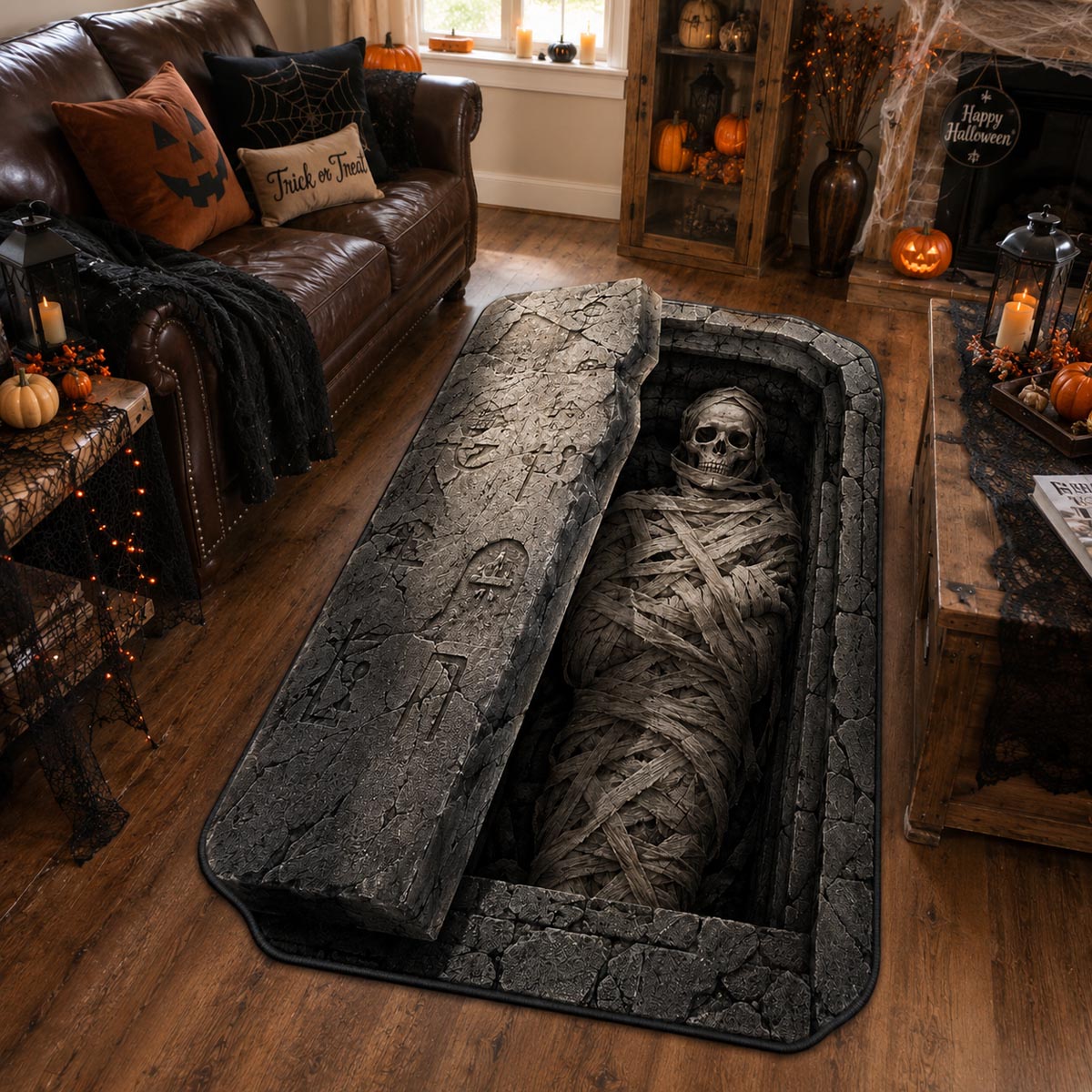 Coffin Sleeper Custom Shape Area Rug - Nature Design | Die-Cut Non-Slip Rug - washable non-slip printed rug