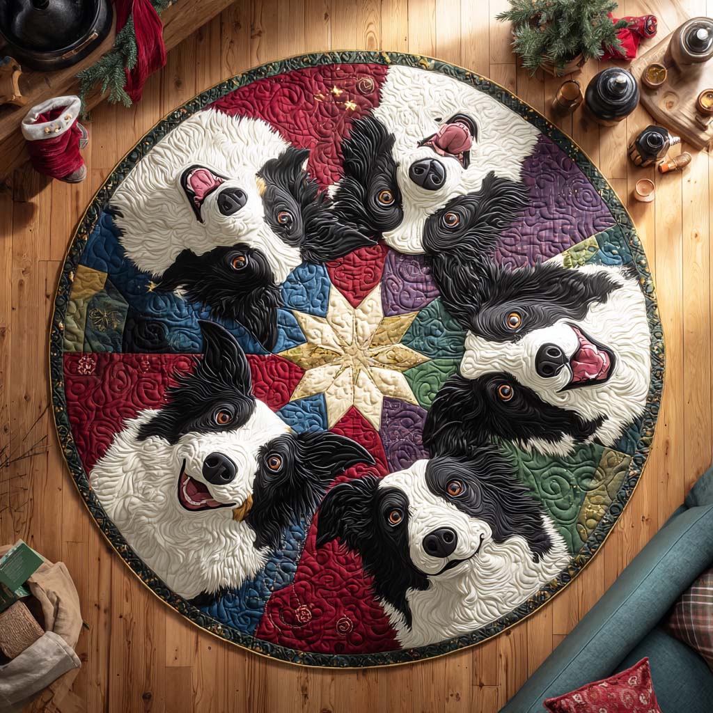 Collie Star Glow Round Mat Rug