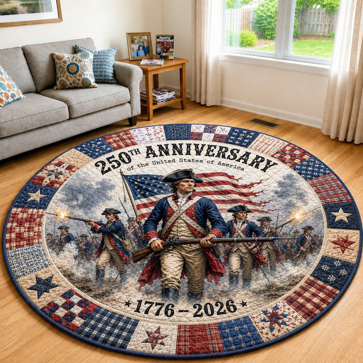 Colonial Honor Round Mat Rug - washable non-slip printed rug