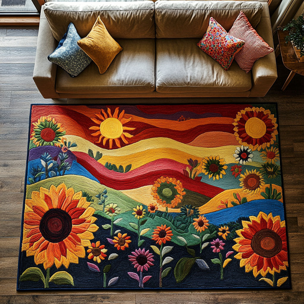 Color Bloom area rug in a living room