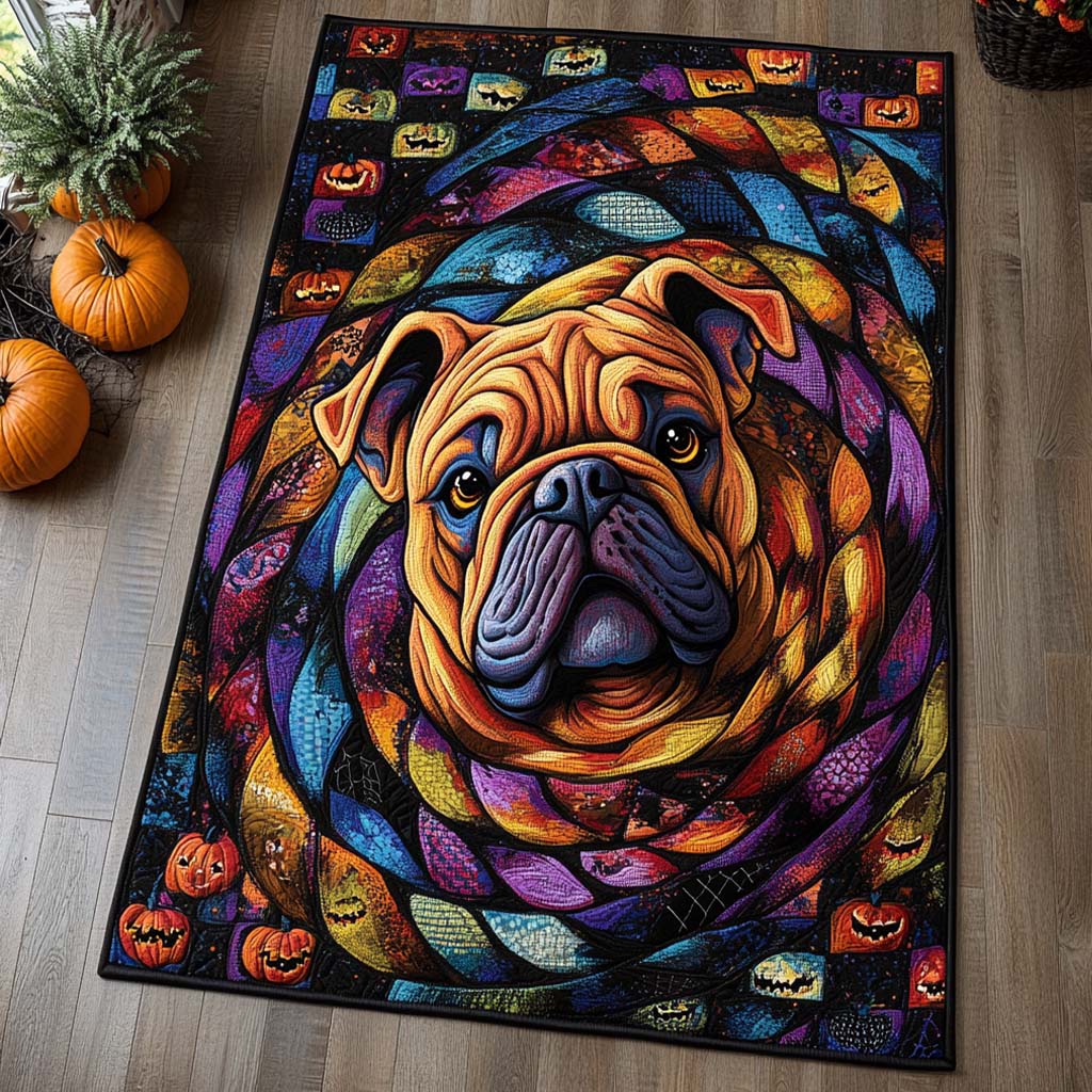 Color Burst Bulldog area rug in a living room