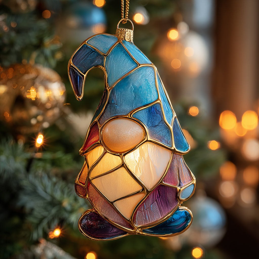 Colorful Glow Gnome Christmas Ornament