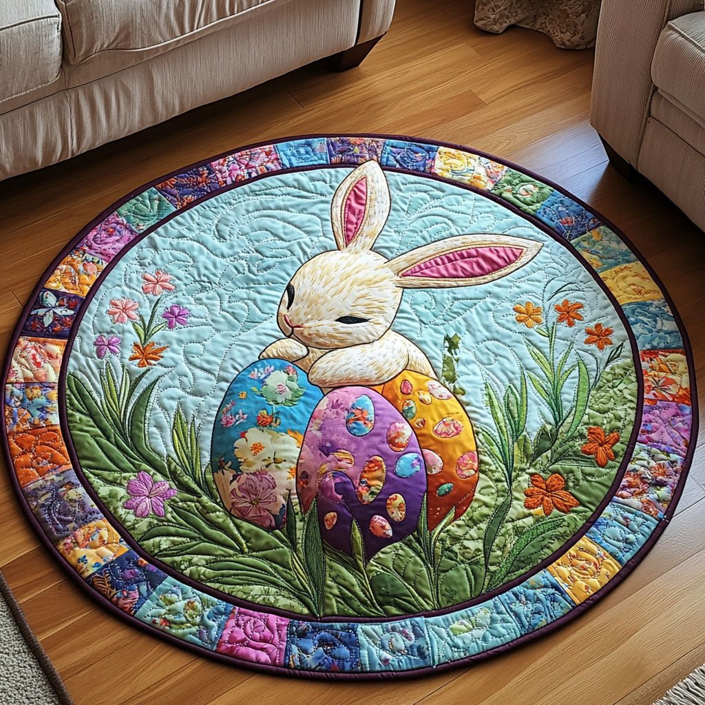 Colorful Bunny Round Mat Rug - Nature Design | Serene Home Decor
