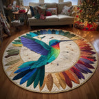 Colorful Feathers Round Mat Round Mat Rug - washable non-slip printed rug