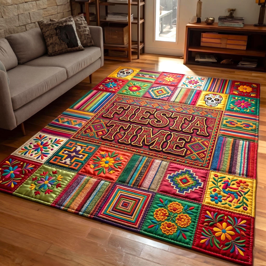 Colorful Fiesta area rug in a living room