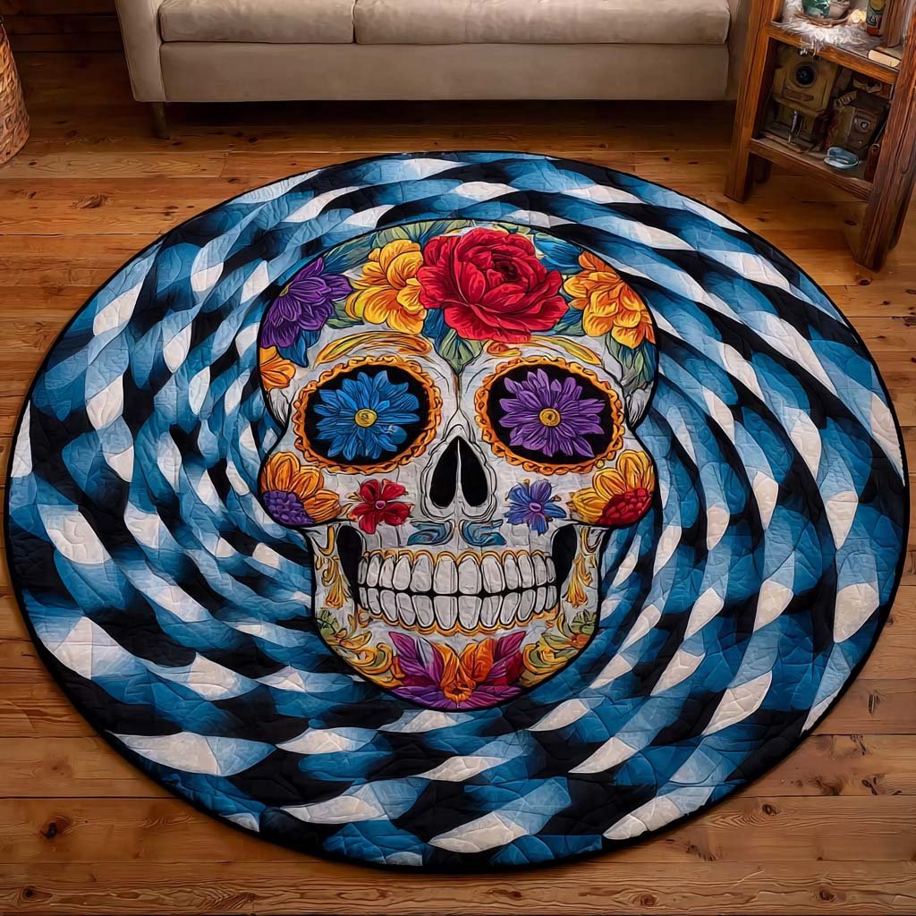 Colorful Skull Round Mat Rug - Nature Design | Serene Home Decor