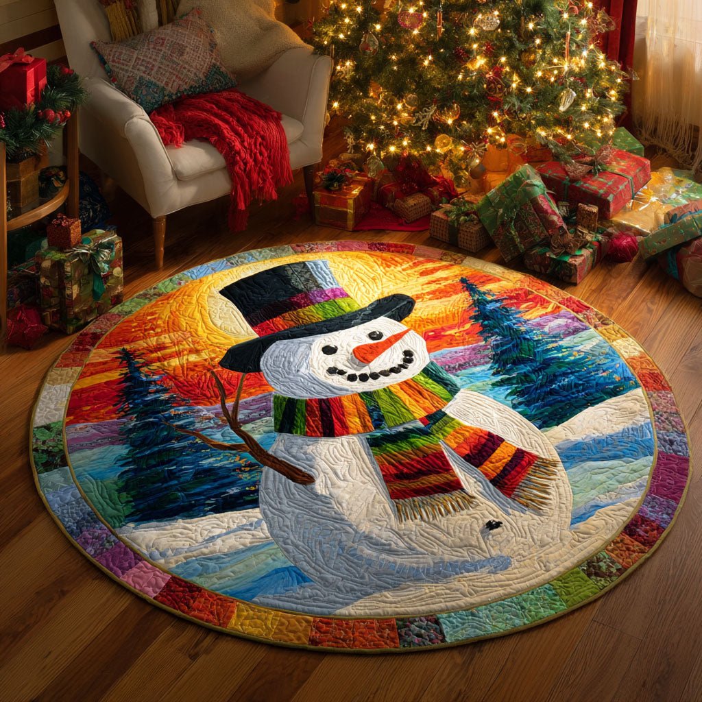 Colorful Winter Friend Round Mat Rug - washable non-slip printed rug