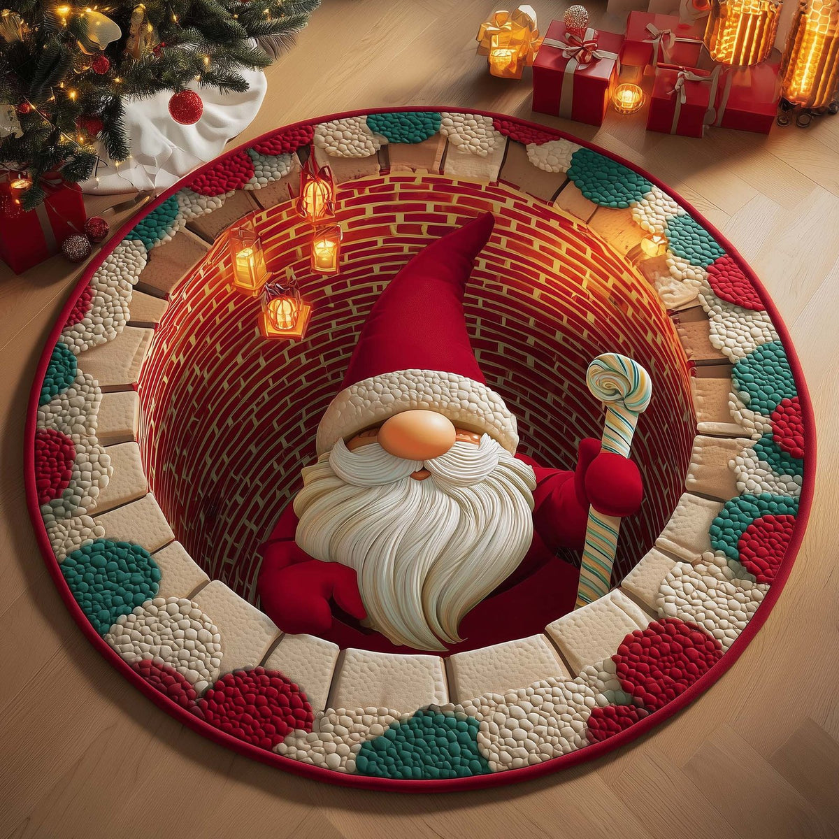 Cookie Gnome Round Mat Rug - washable non-slip printed rug