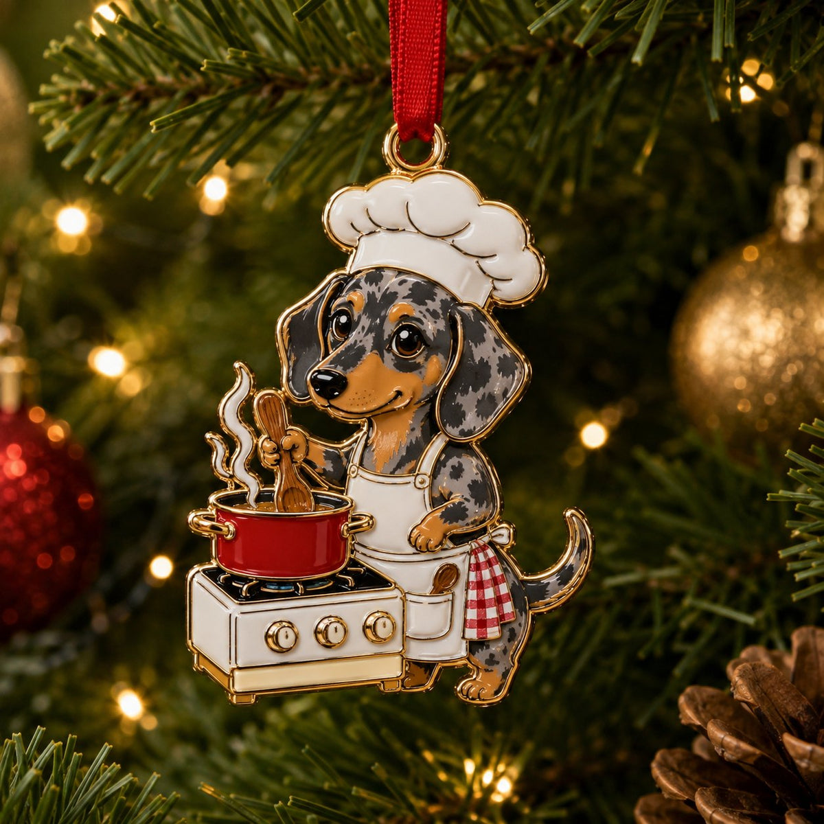 Cooking Dachshund Christmas Ornament