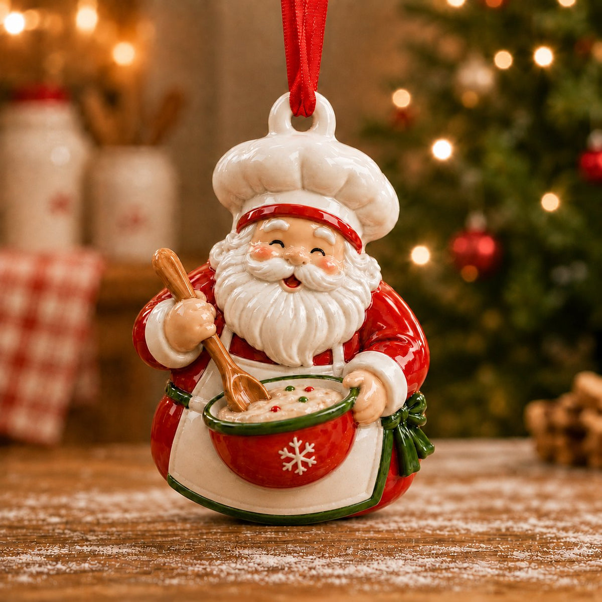 Cooking Santa Christmas Ornament