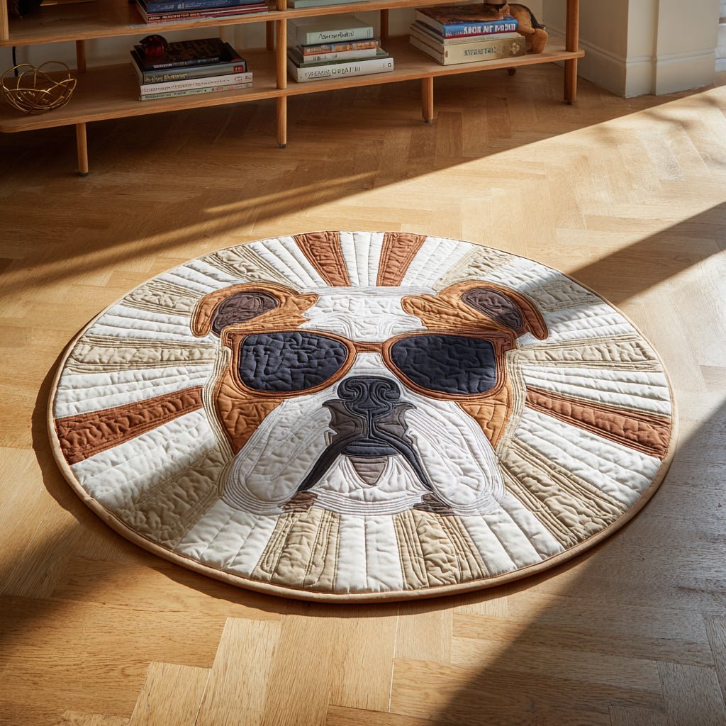 Cool Bulldog Round Mat Rug - Cute Pet Design | Animal Printed Home Decor