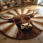Cool Highland Cow Round Mat Rug - washable non-slip printed rug