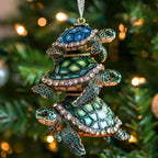 Stacked Coral Reef Turtles Christmas Ornament