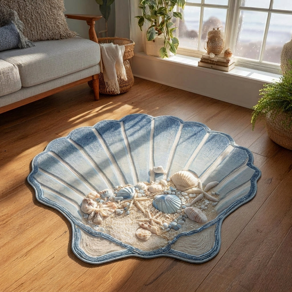 Coral Breeze Custom Shape Area Rug - Nature Design | Die-Cut Non-Slip Rug - washable non-slip printed rug