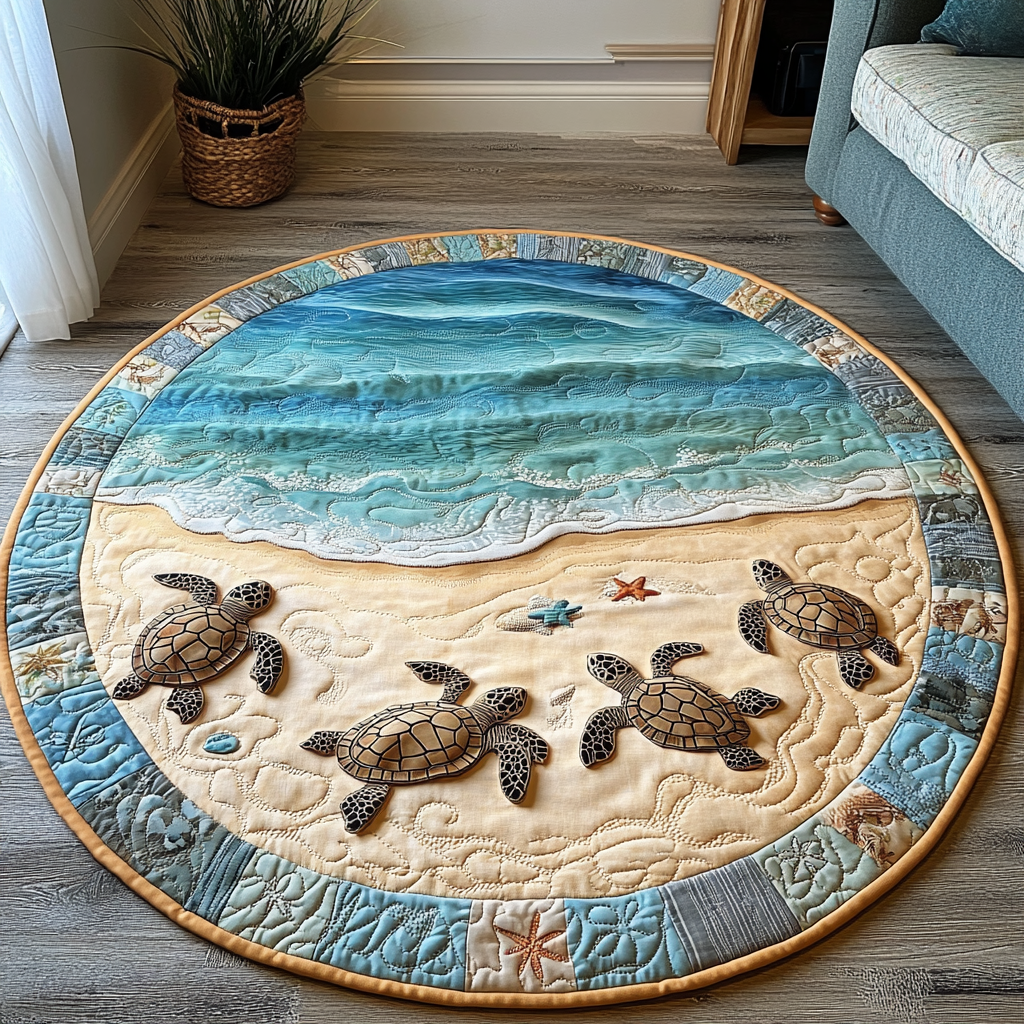 Coral Cove Turtle Round Mat Rug NCU0DK1147