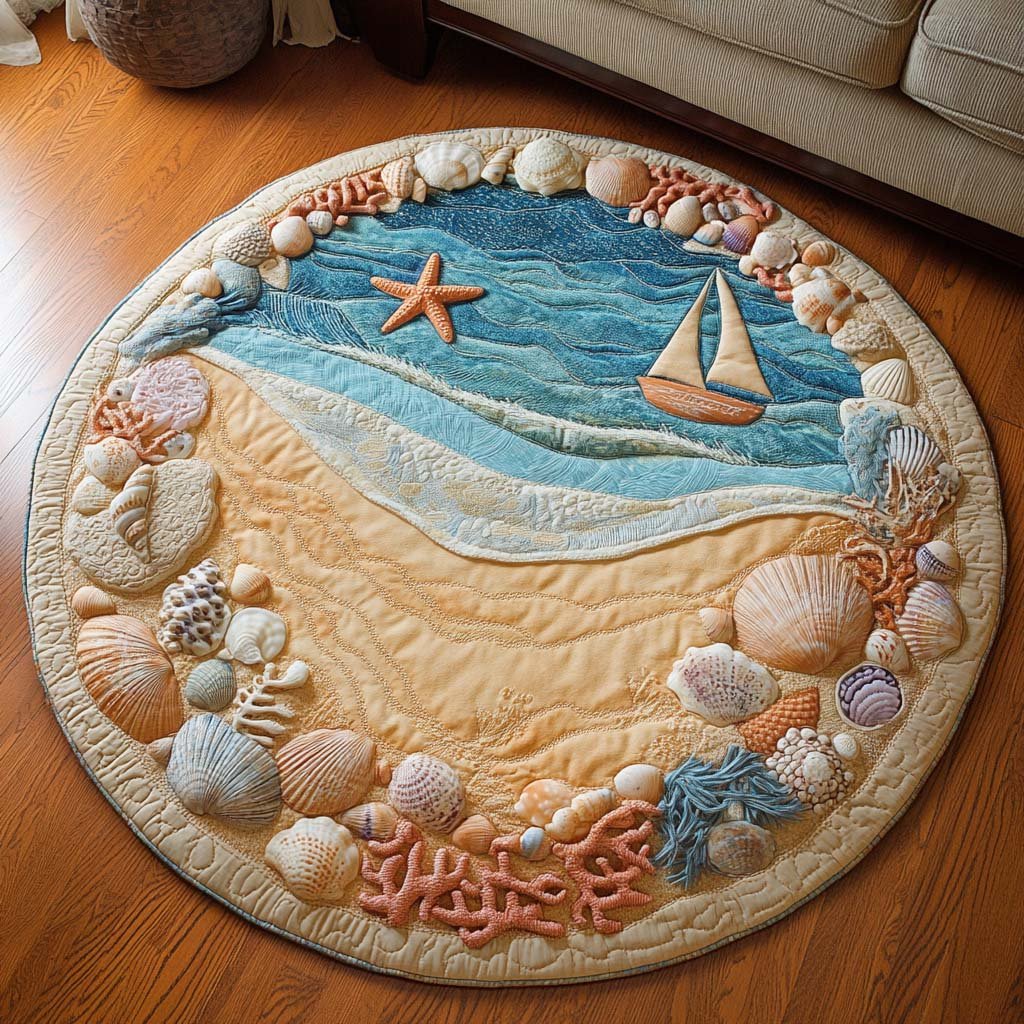 Coral Tidewave Round Mat Rug - Nature Design | Serene Home Decor