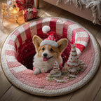 Corgi Wishes Round Mat Rug - Cute Pet Design | Animal Printed Home Decor