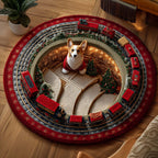 Corgi Wishes Round Mat Rug - Cute Pet Design | Animal Printed Home Decor
