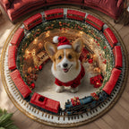 Corgi Wishes Round Mat Rug - Cute Pet Design | Animal Printed Home Decor