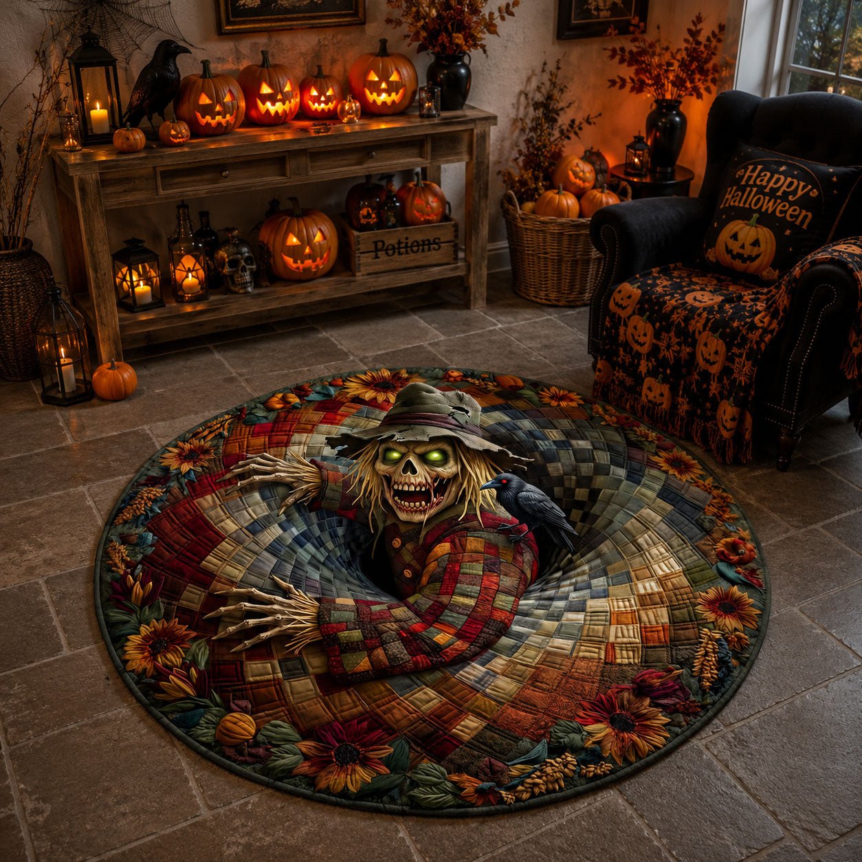 Cornfield Terror Round Mat Rug - Nature Design | Serene Home Decor
