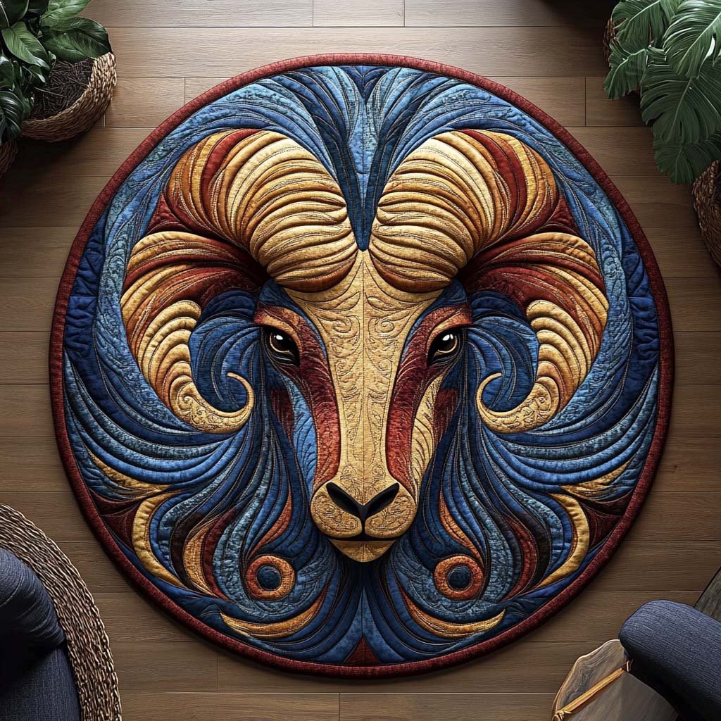 Cosmic Aries Round Mat Rug - washable non-slip printed rug