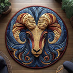Cosmic Aries Round Mat Rug - washable non-slip printed rug