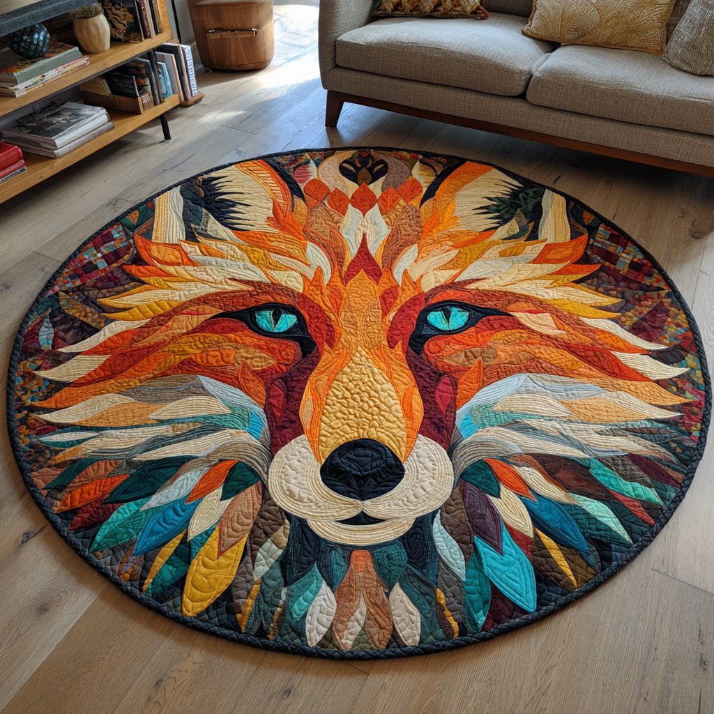 Cosmic Fox Round Mat Rug - Cute Pet Design | Animal Printed Home Decor
