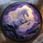 Cosmic Horse Round Mat Rug - washable non-slip printed rug