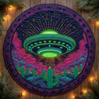Cosmic Landing Round Mat Rug - washable non-slip printed rug