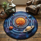 Cosmic Orbit Round Mat Rug - washable non-slip printed rug