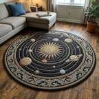 Cosmic Orbit (Design 3) Round Mat Rug - washable non-slip printed rug