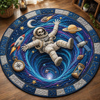 Cosmic Skeleton Fall Qulited Round Mat Halloween Round Mat Rug - washable non-slip printed rug