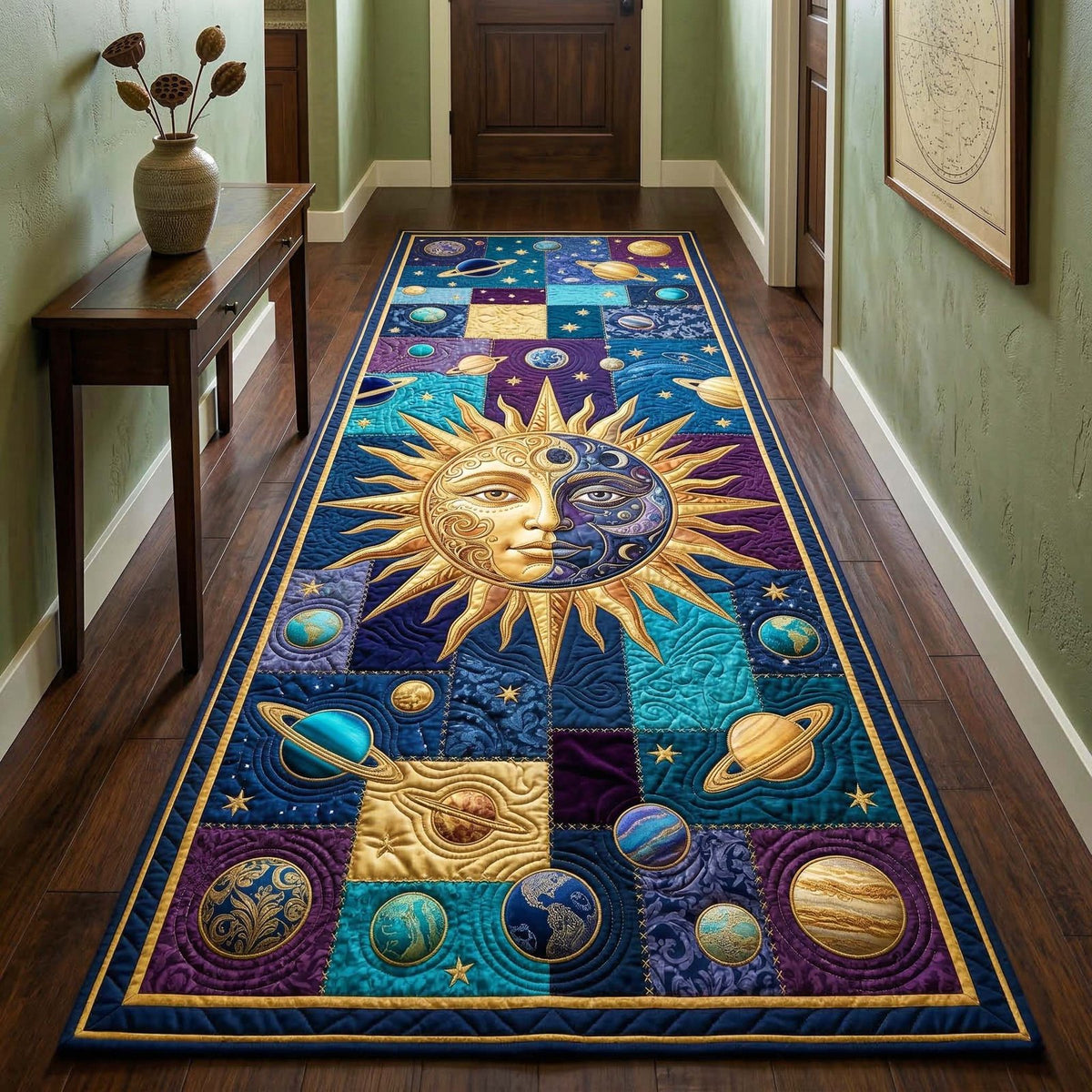 Cosmic Sun Runner Rug - Nature Design | Serene Runner Rug