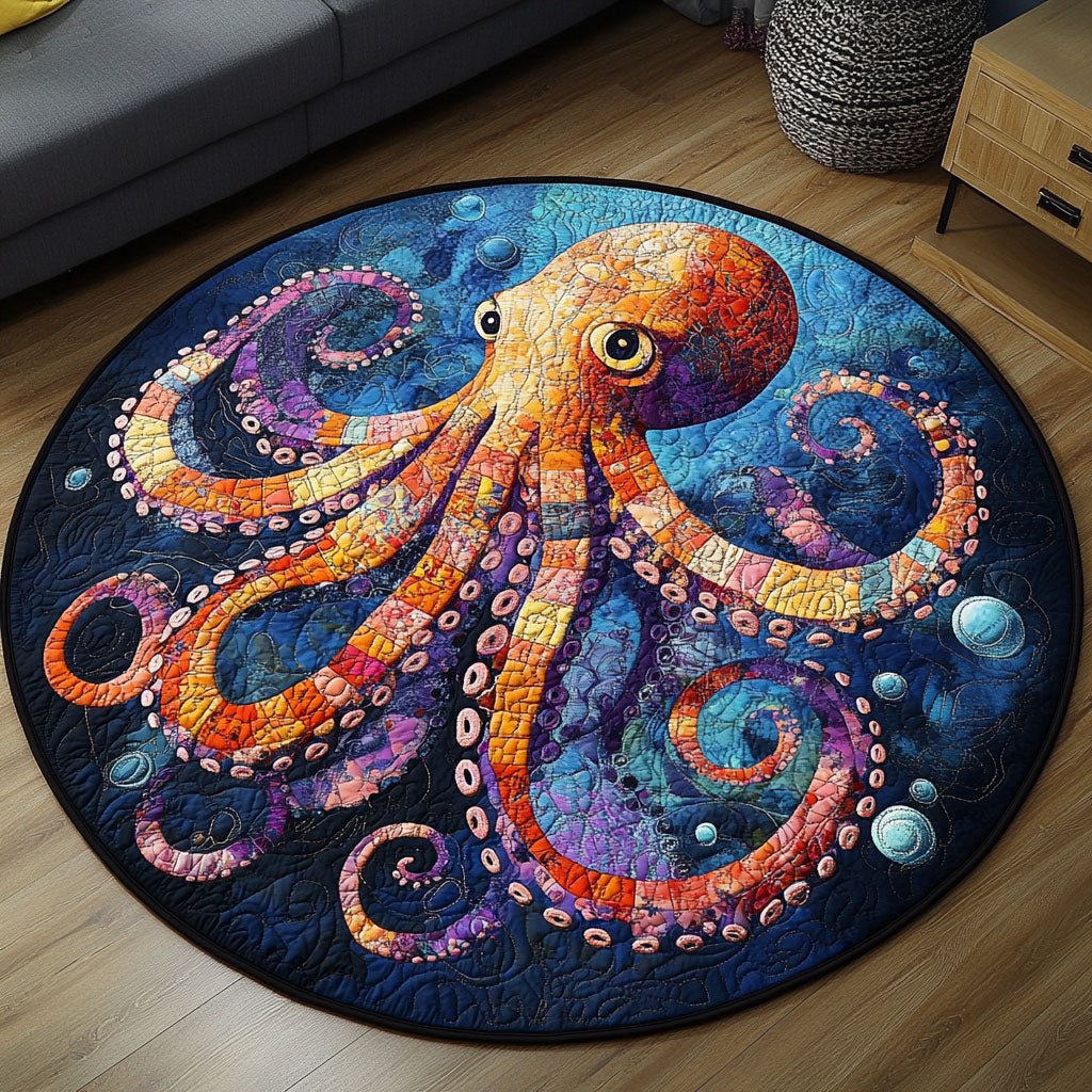 Cosmic Tentacles Round Mat Rug - washable non-slip printed rug