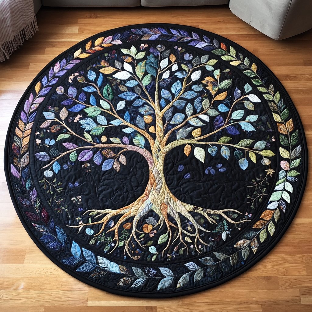 Cosmic Tree (Design 2) Round Mat Rug - washable non-slip printed rug