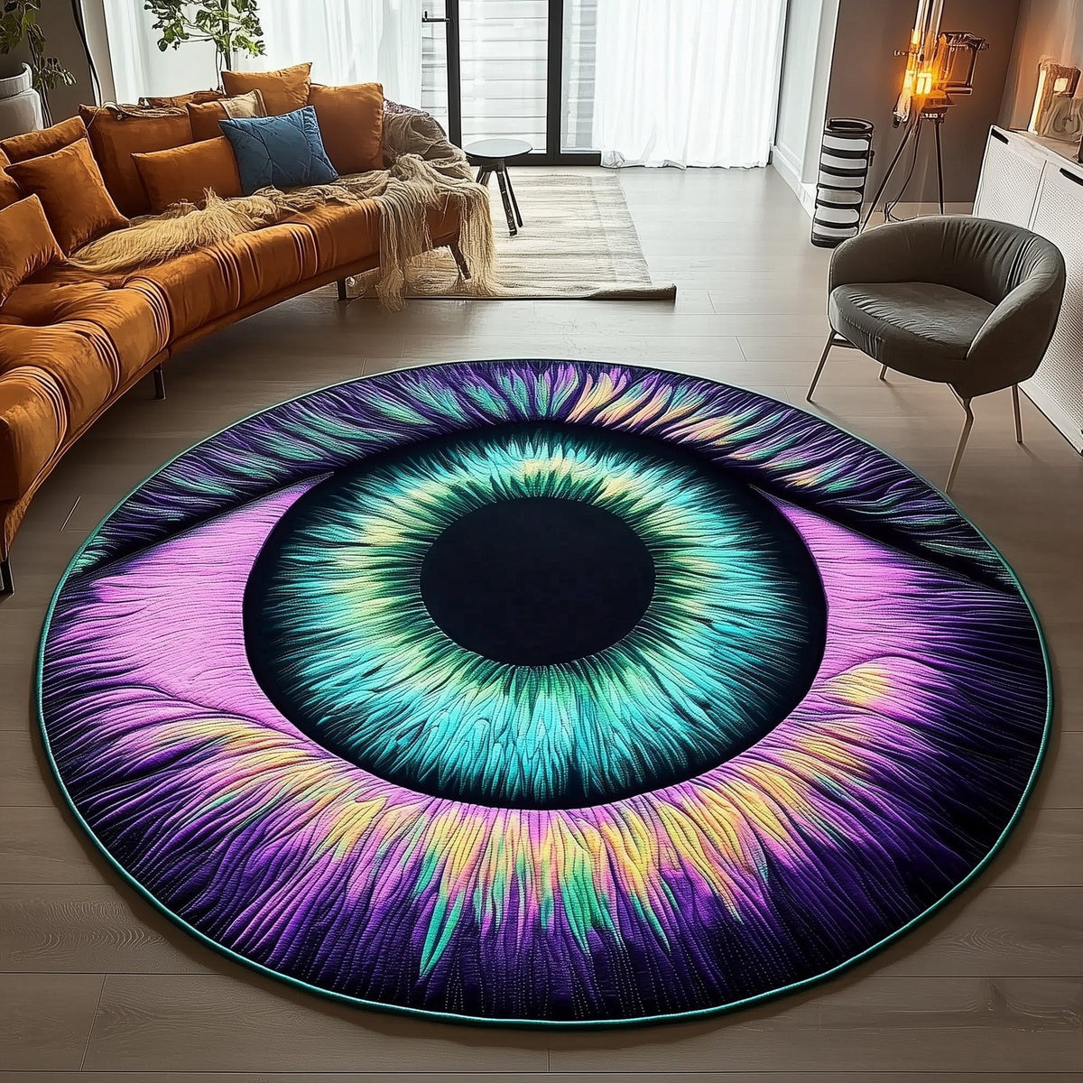 Cosmic Wanderer Eyes Round Mat Rug - washable non-slip printed rug