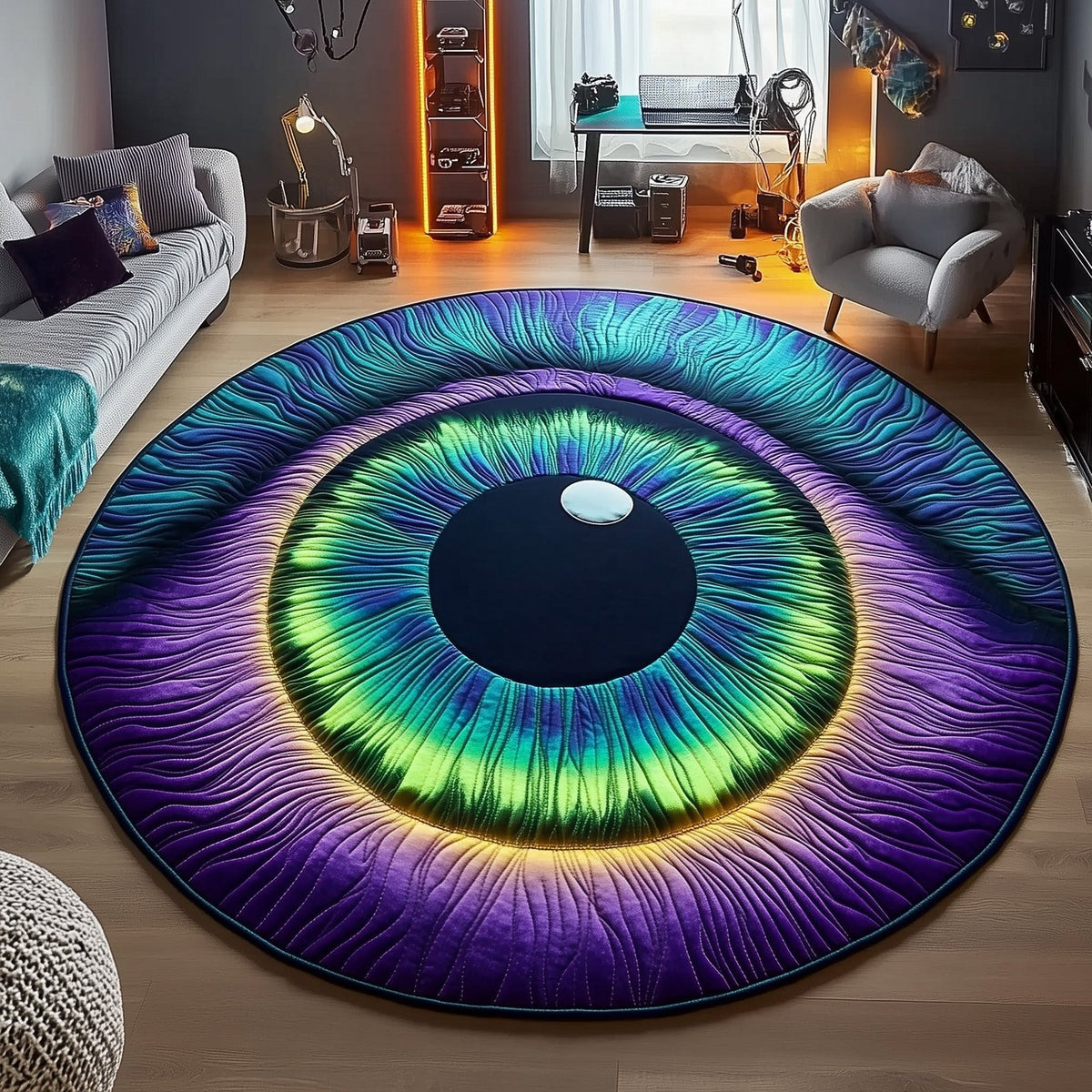 Cosmic Wanderer Eyes Round Mat Rug - Nature Design | Serene Home Decor