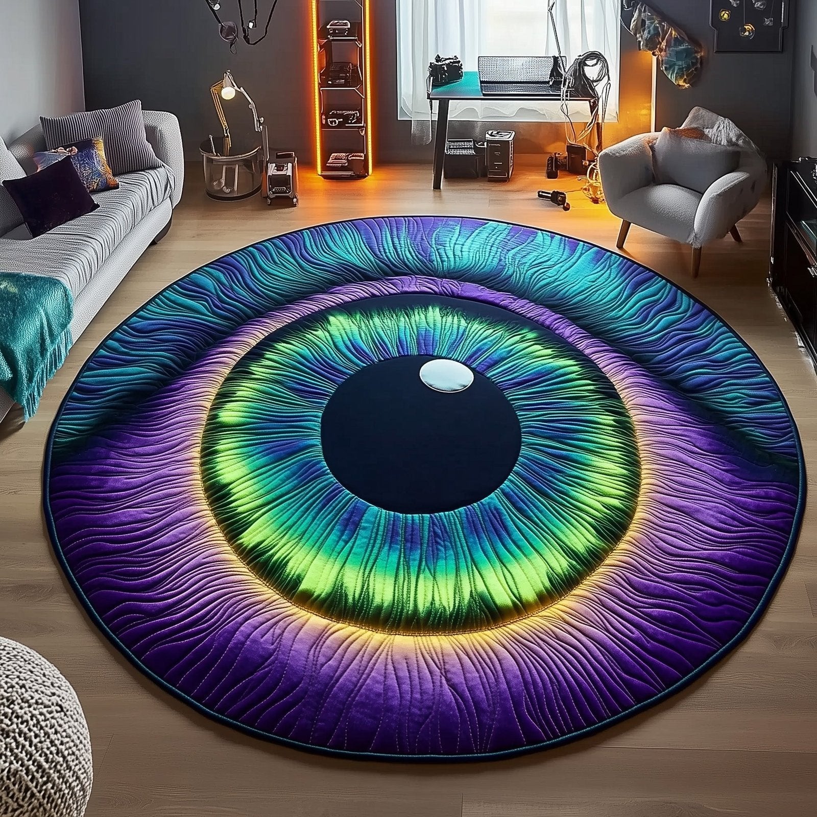 Cosmic Wanderer Eyes Round Mat Rug - Nature Design | Serene Home Decor