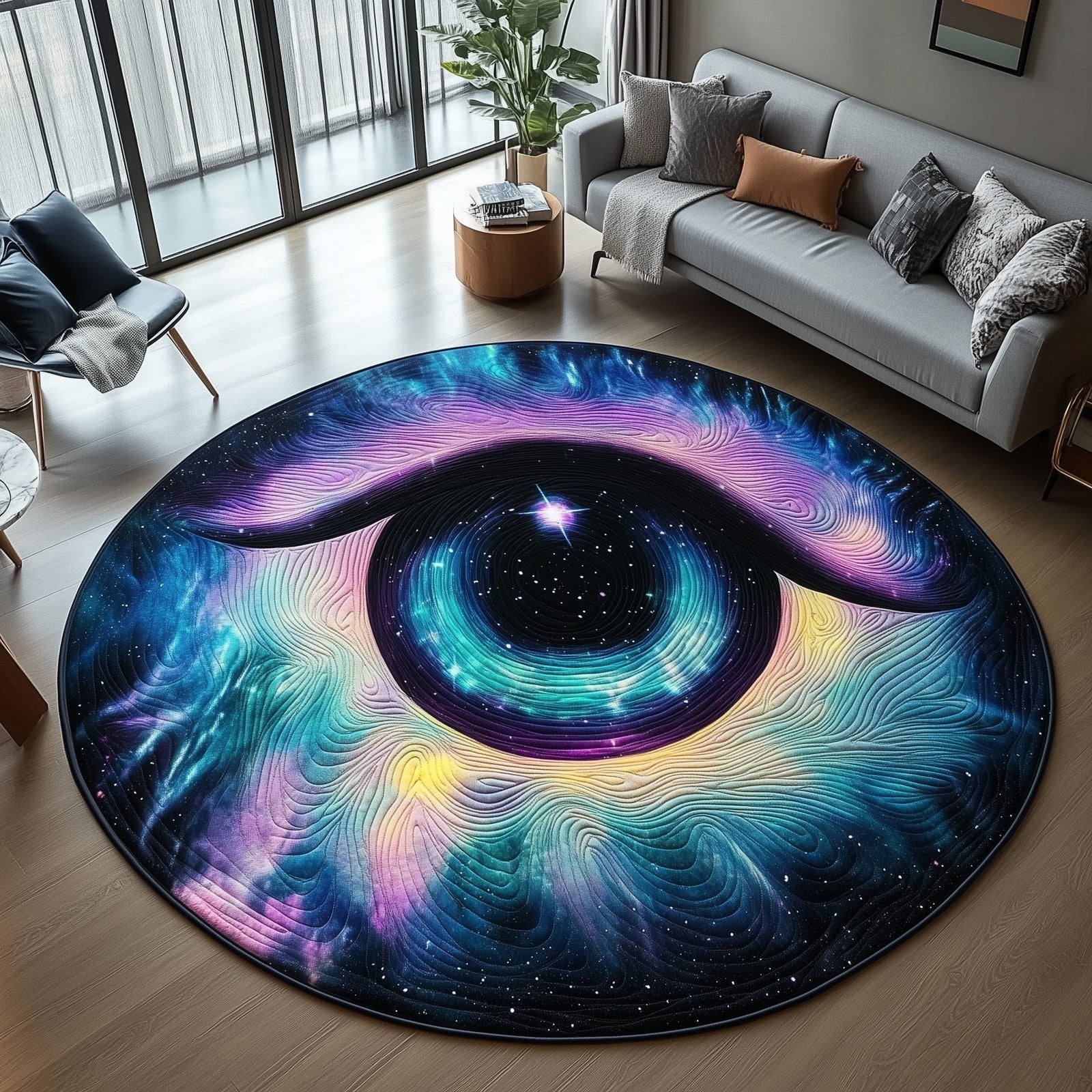 Cosmic Wanderer Eyes Round Mat Rug - Nature Design | Serene Home Decor
