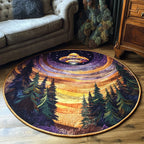 Cosmic Woodland Round Mat Rug - washable non-slip printed rug