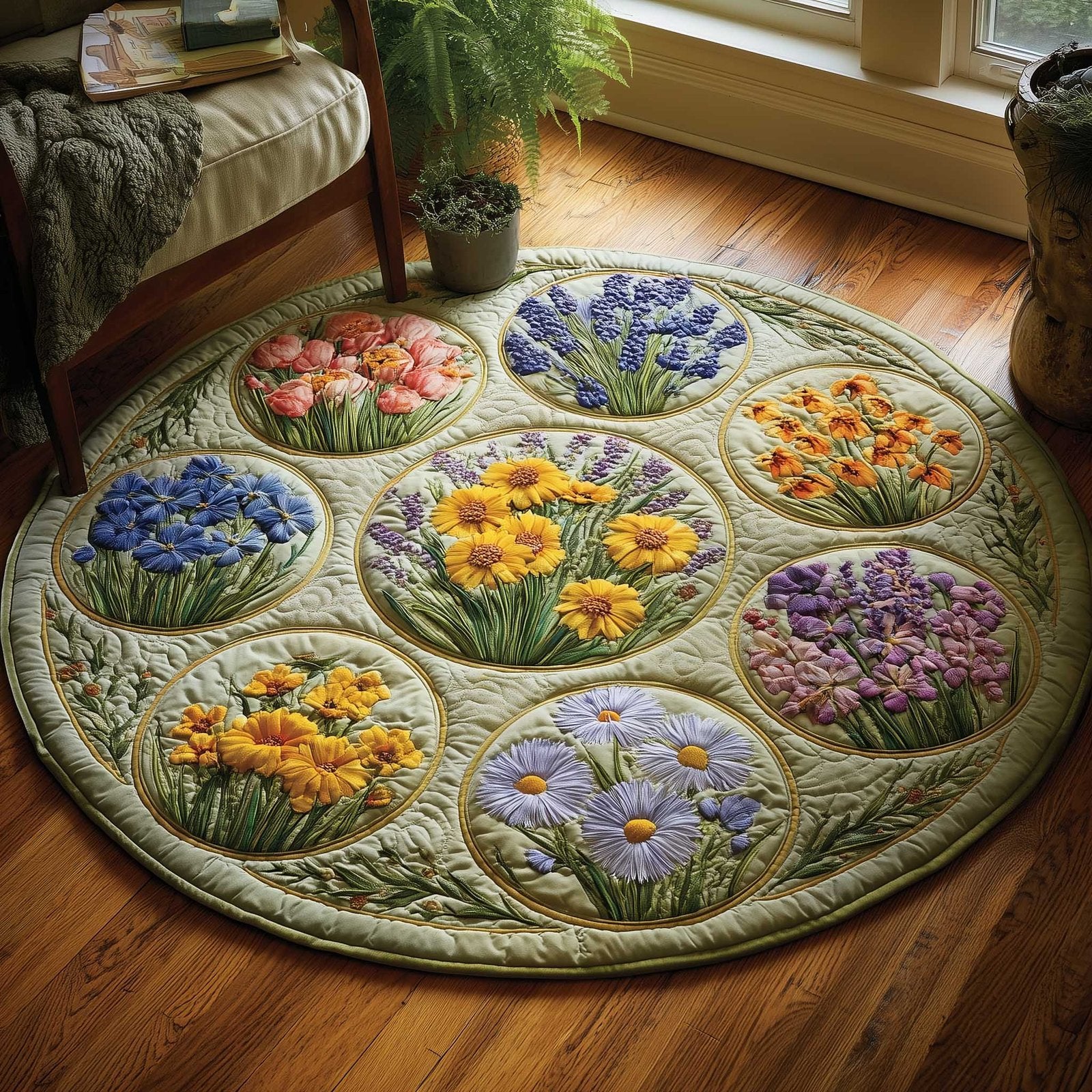 Cottage Bloom Round Mat Rug - Nature Design | Serene Home Decor