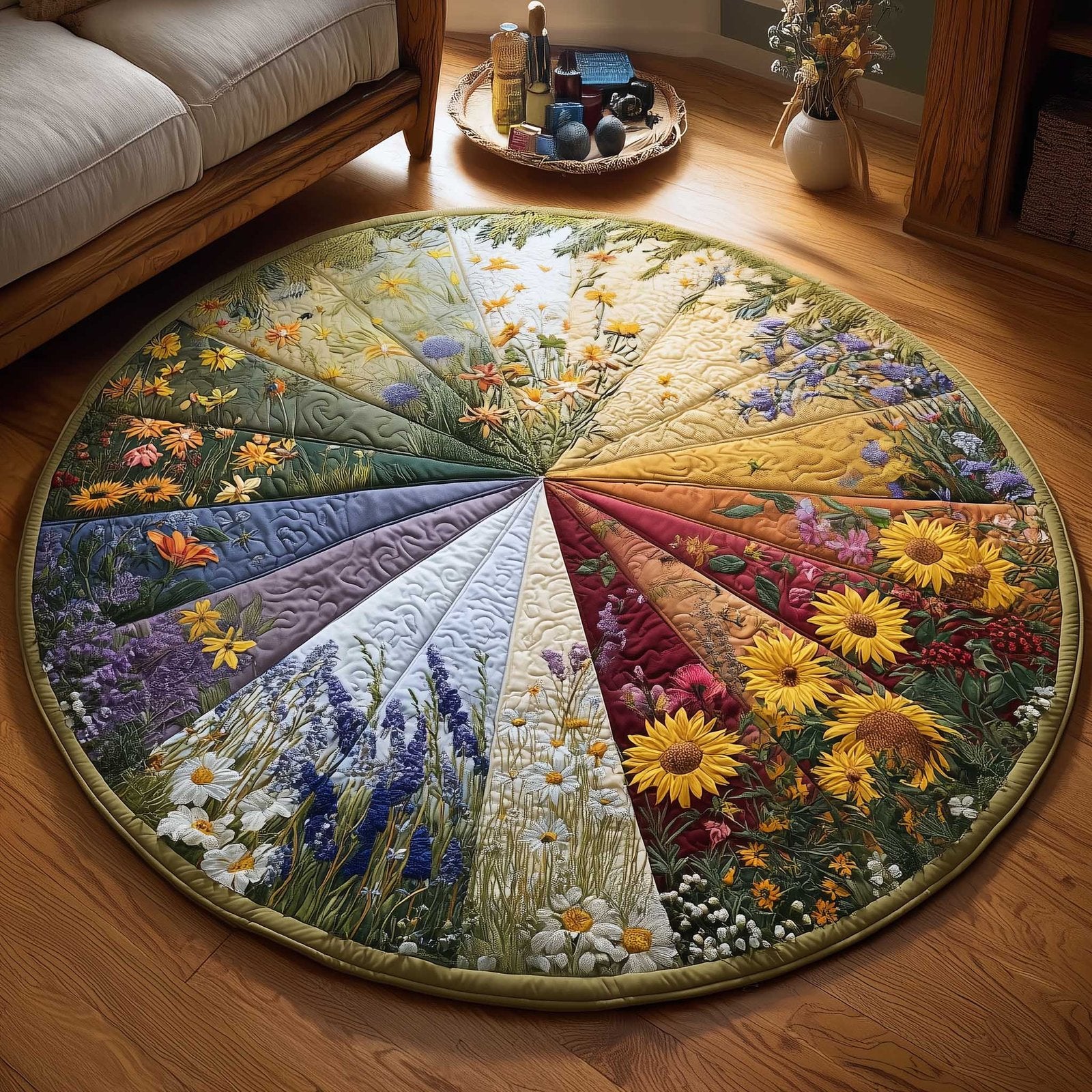 Cottage Bloom Round Mat Rug - Nature Design | Serene Home Decor