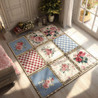 Cottage Rose Memory area rug in a living room