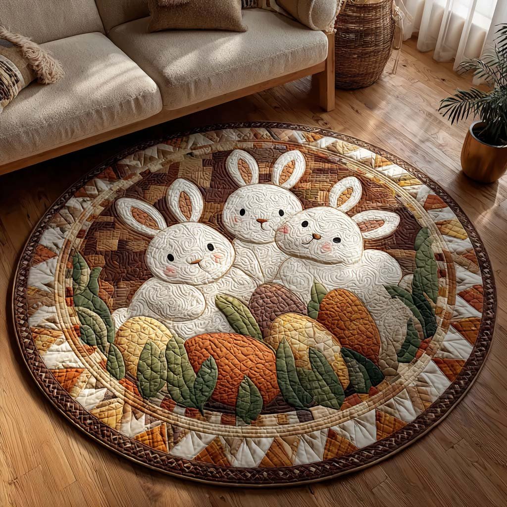 Cottage Trio Round Mat Rug - washable non-slip printed rug