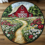 Country Bloom Round Mat Rug - washable non-slip printed rug