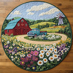 Countryside Haven Round Mat Rug - washable non-slip printed rug